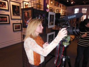 Tara-Jean Vitale working the NJ Discover TV camera filming press conference.