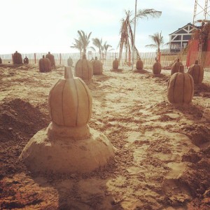 In preparation for Halloween on site of sandcastle.