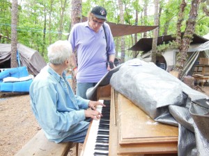 watching Michael play Beethoven and Procul Harum for me right outside his tent on a piano under tarp[.