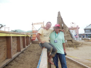 me and Ed Jarrett at foundation of sandcastle