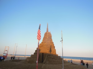 the flag raising ceremony at the sandcastle.