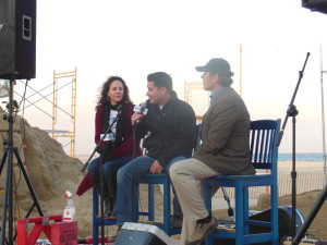 Jennifer Barna & Michael Schwartz of Hometown Heroes being interviewed by Frank Dicopoulos of NJ Discover as part of festivities of Guinness World Record.