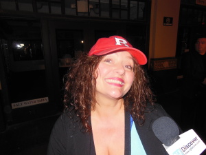 Aida Turturro wearing Calvin's Rutgers hat