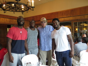 Posing at the brunch with UCONN star Andrew Opoku(Ravens) and Rutgers players Mohamed Sanu (Bengals) & Ka'lial Glaud(Buccaneers)