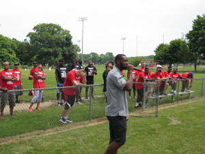 Tim Wright addressing the campers at Friday Night Lights